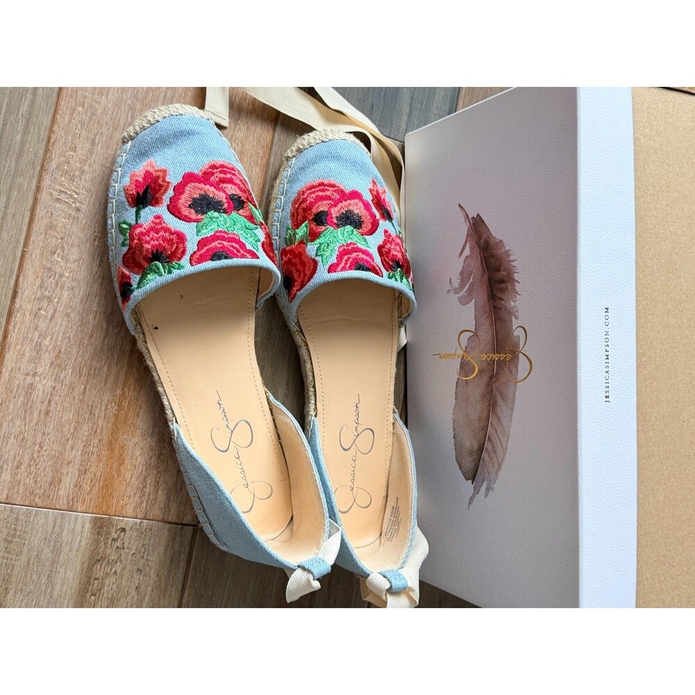 Jessica Simpson Womens Floral Embroidered Espadrilles Flats Shoes Size 9 - Picture 3 of 8